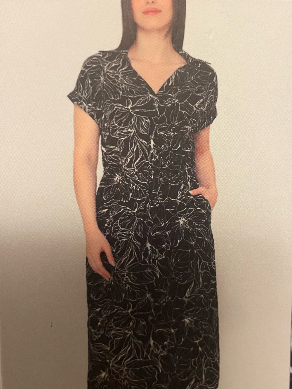 Jewel Badgley Mischka Black Dress with White Floral Print
